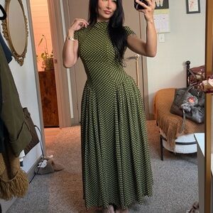 Reformation Maven Olive Polka Dot Midi Dress